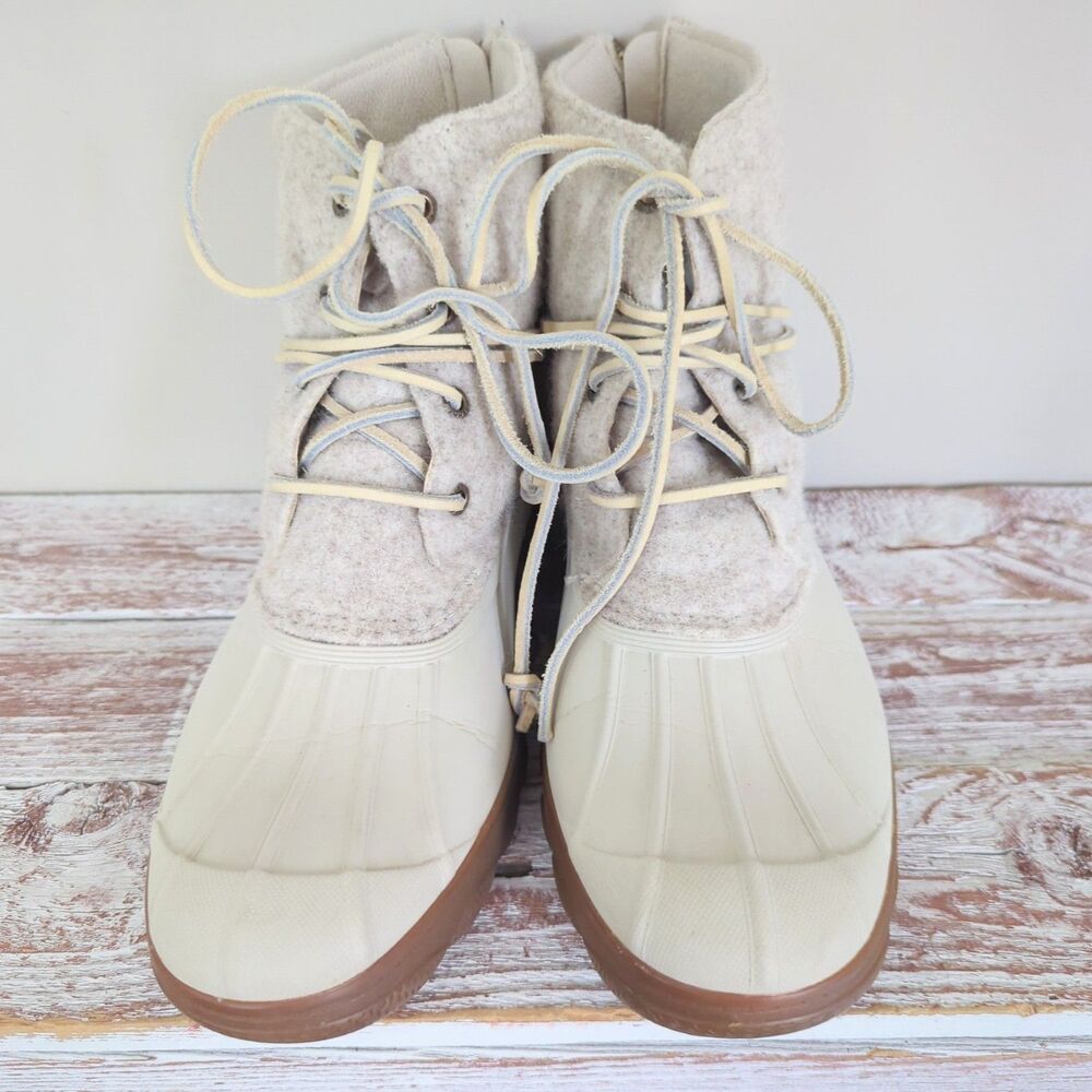 Sperry Women's Wedge Tide Saltwater Wool Duck Boots Size 9 White/Cream - Picture 3 of 7